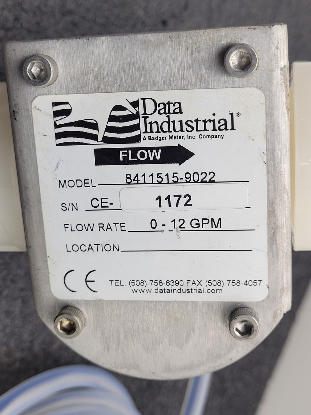 Data Industrial 8411515-9022 Flow Sensor 0-12 GPM Rate Chemical Flow Sensor