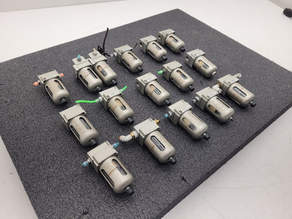 Lot of 16x  SMC Pneumatic Compressed Air Filter Assembly NAFM2000-N01-C
