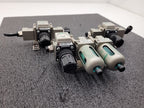 Lot of 3 SMC AR20-N02E-RZ, AR20-N02E-1Z Regulators 2x AFM20-N02-6CZ Air Filters