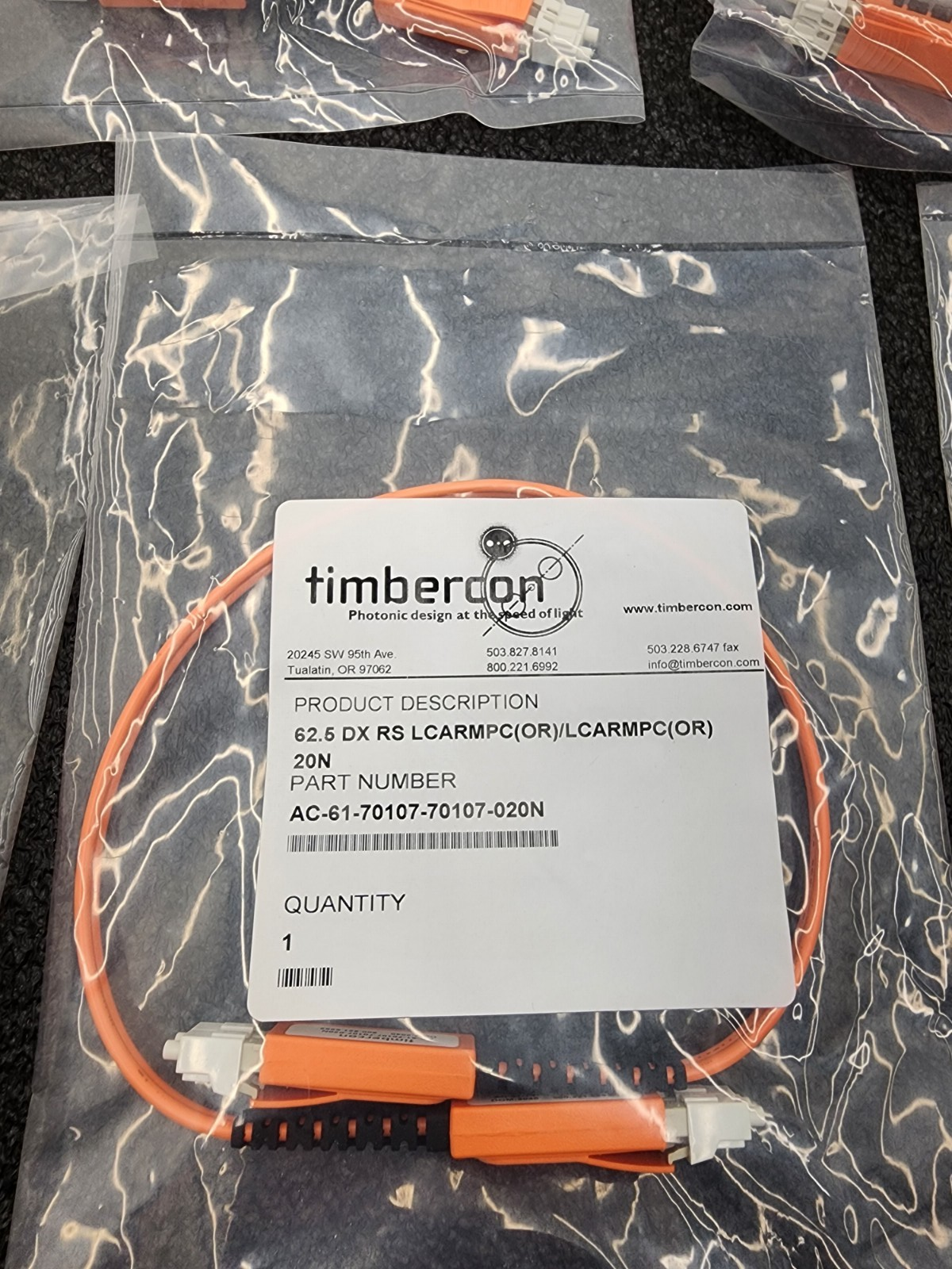 85 x TIMBERCON AC-61-70107-70107-020N 62.5 DX RS LCARMPC/20N Fiber Optic Cables
