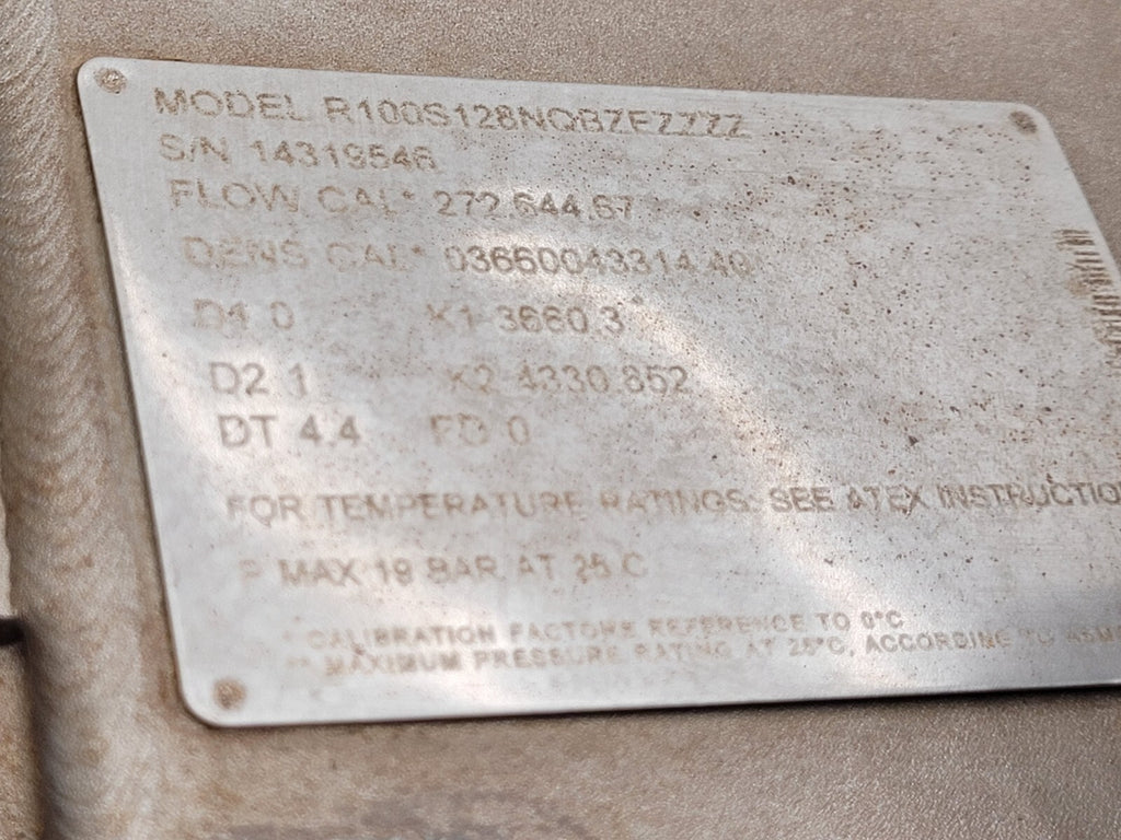Micro Motion Mass Flow Coriolis Meter Sensor R100S128NQBZEZZZZ 1" +TX Unit