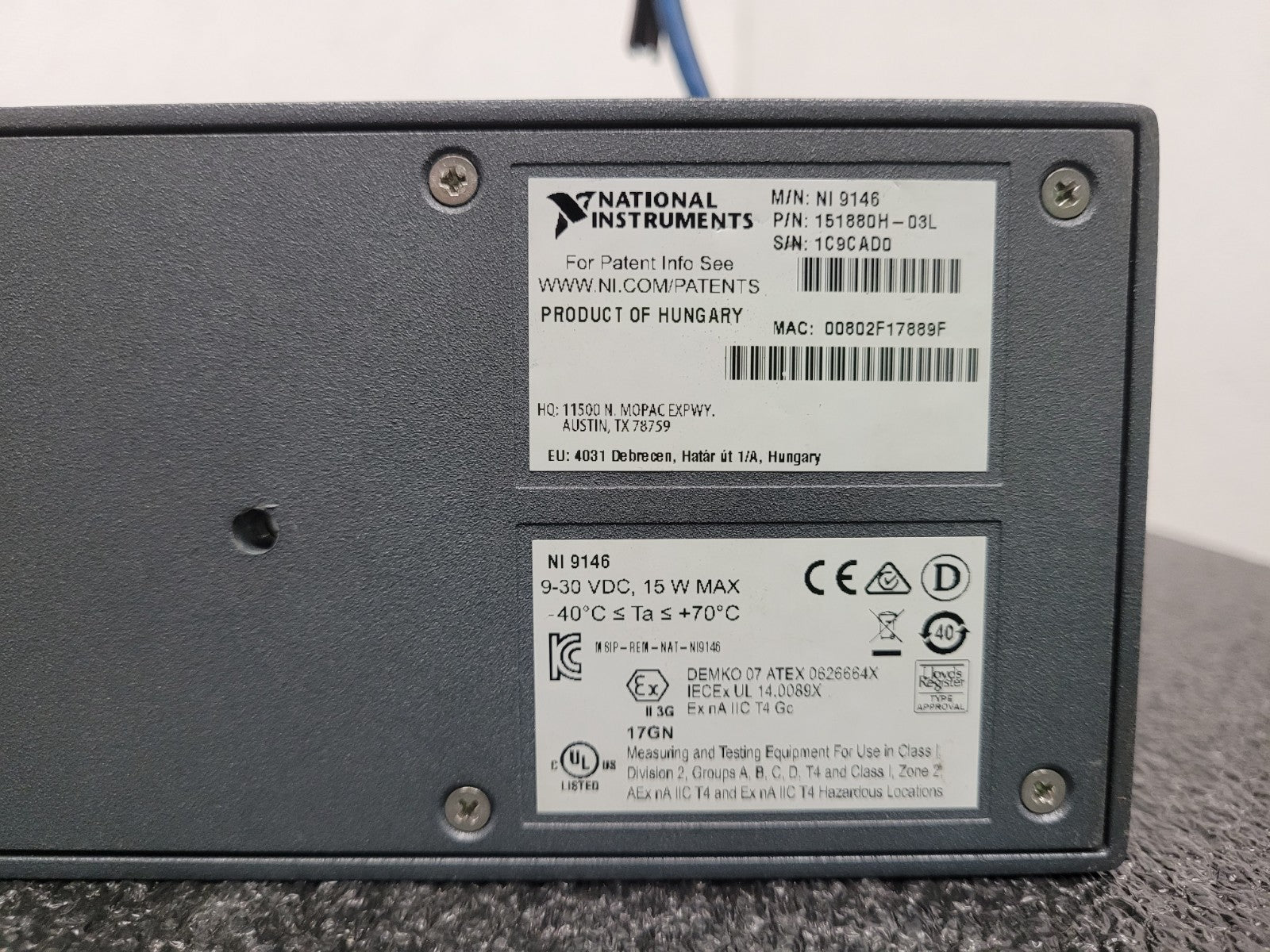 NI 9146 Controller 151880H-03L 4-Slot Spartan-6 LX45 FPGA Ethernet CompactRIO
