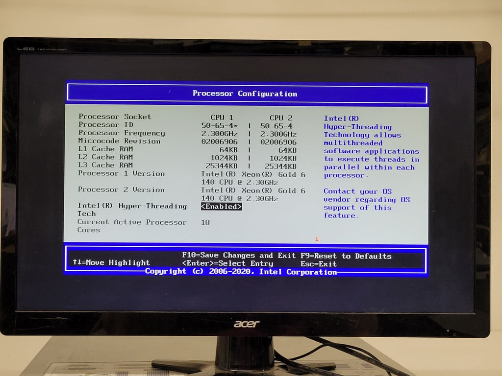 1UI Intel S2600WF Server 2x Xeon Gold 6140 2.3GHz Processors No Ram 4x LFF [B]
