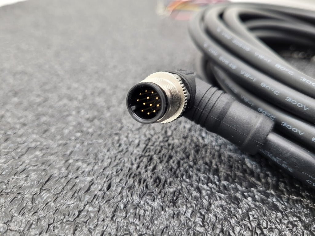 FINECABLES E343967 12Pin M12 Barrel Right Angle Male 12 Conductor New Pigtail 6M