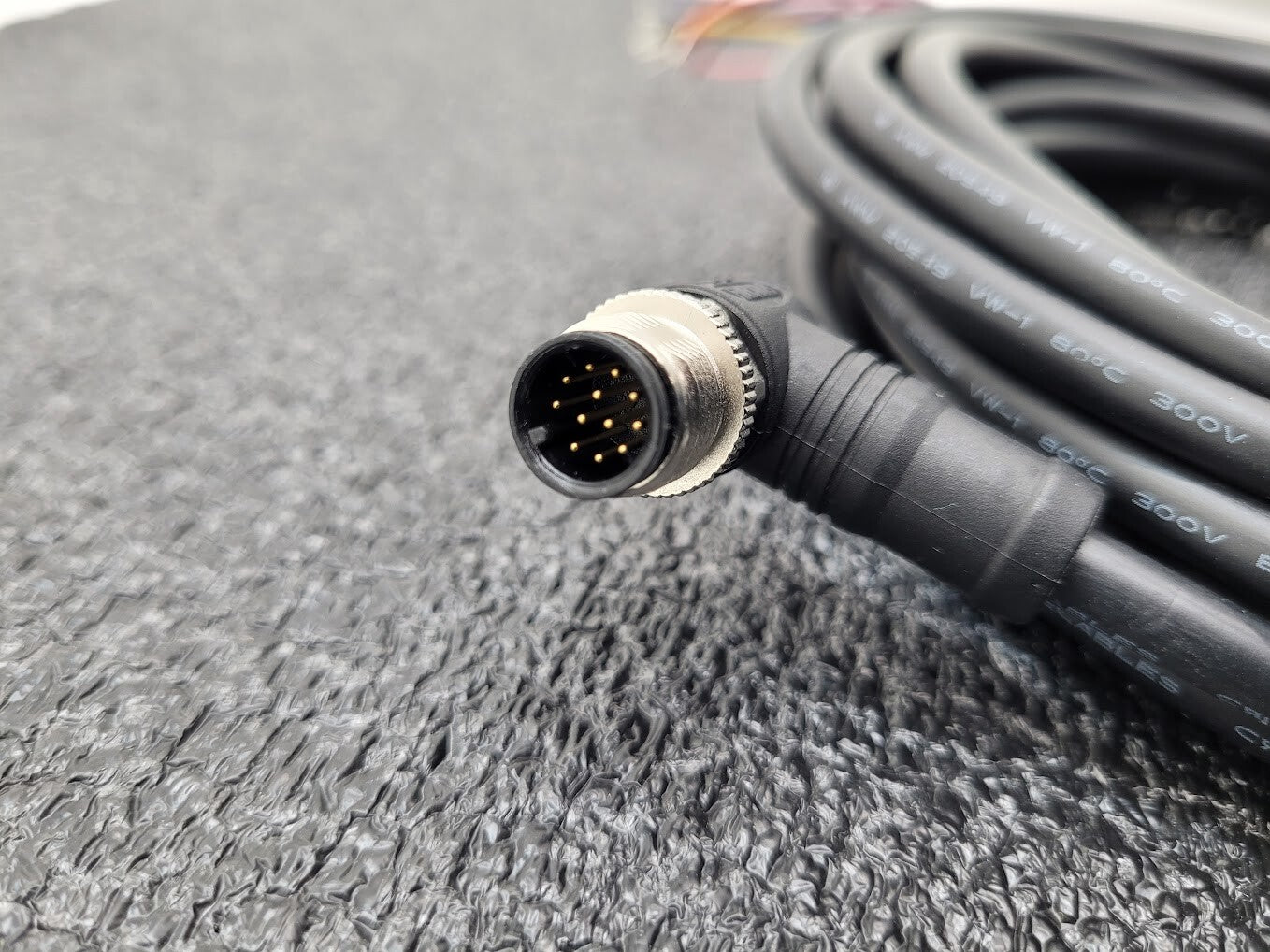 FINECABLES E343967 12Pin M12 Barrel Right Angle Male 12 Conductor New Pigtail 6M