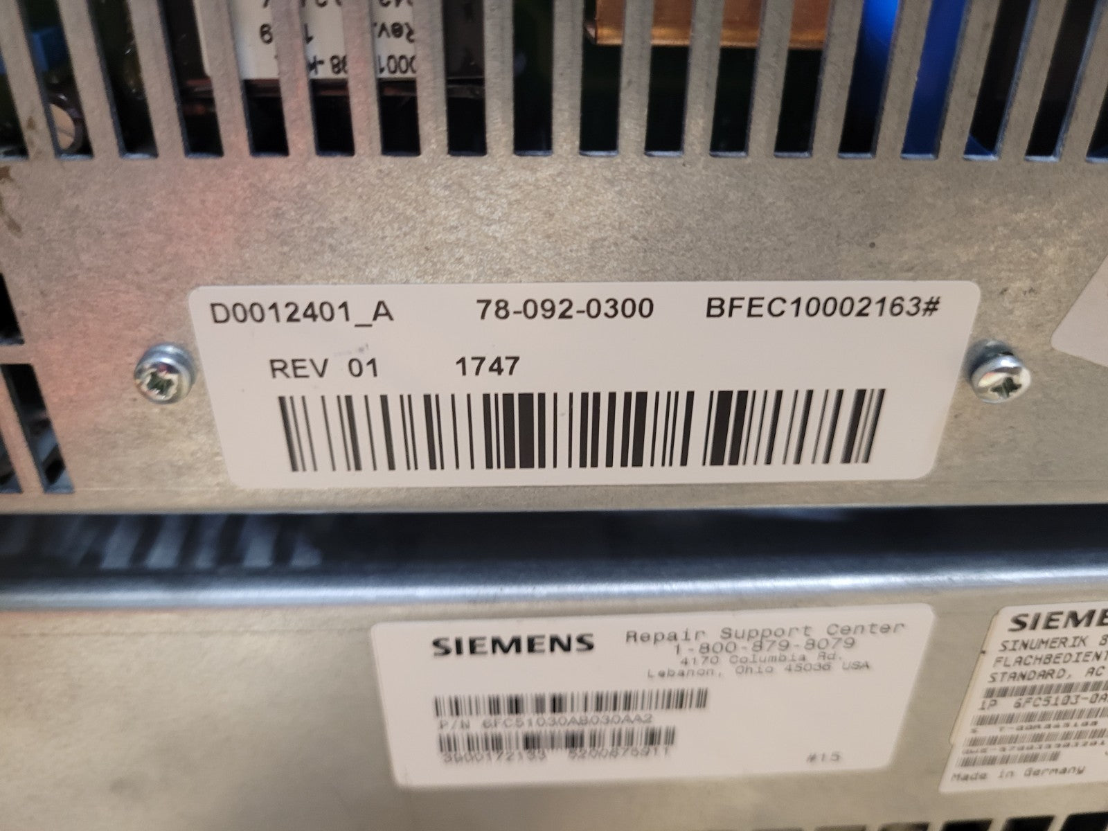Siemens Sinumerik 840C CNC Control Panel HMI 6FC5103-0AB03-0AA2 Working Pull