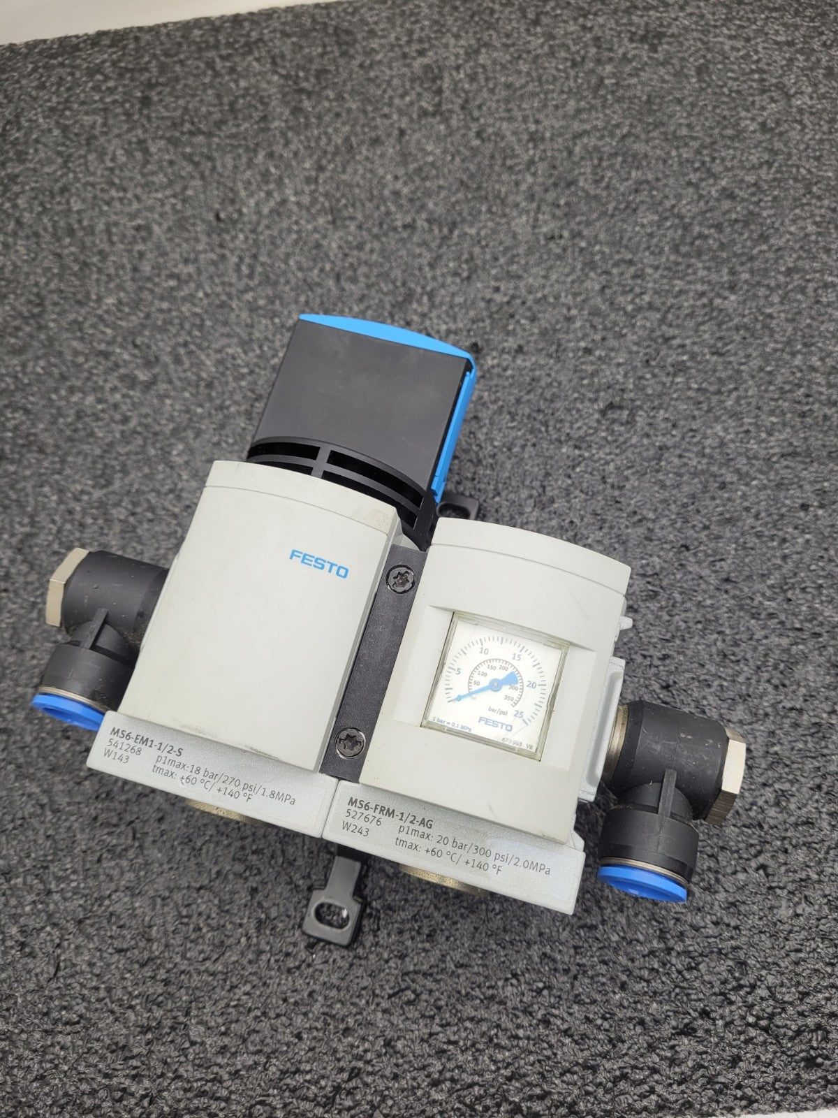 Festo MS6 Manual On/OFF Mechanical Pressure Guage Pneumatic Air Manifold 16mm In