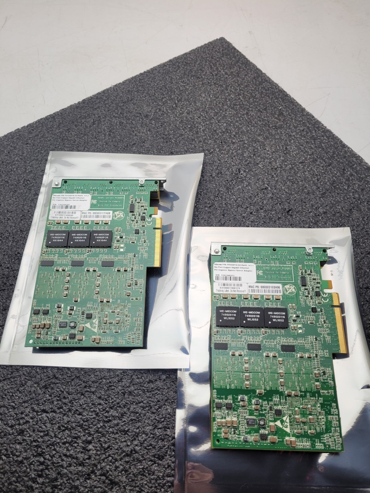 2x Silicom PEG6BPI6-SD-RoHS SIX Port Gigabit Ethernet PCIe x8 Bypass Server Card