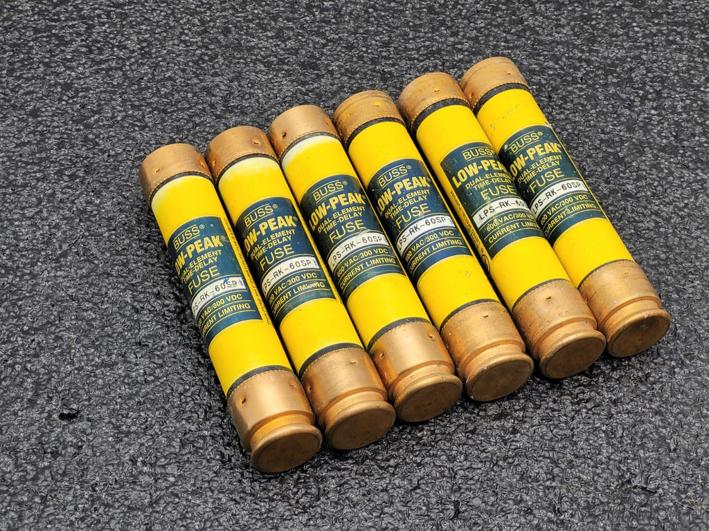 Lot of  6  Bussmann LPS-RK-60SP 60 Amp Fuses Low Peak 600 Volts