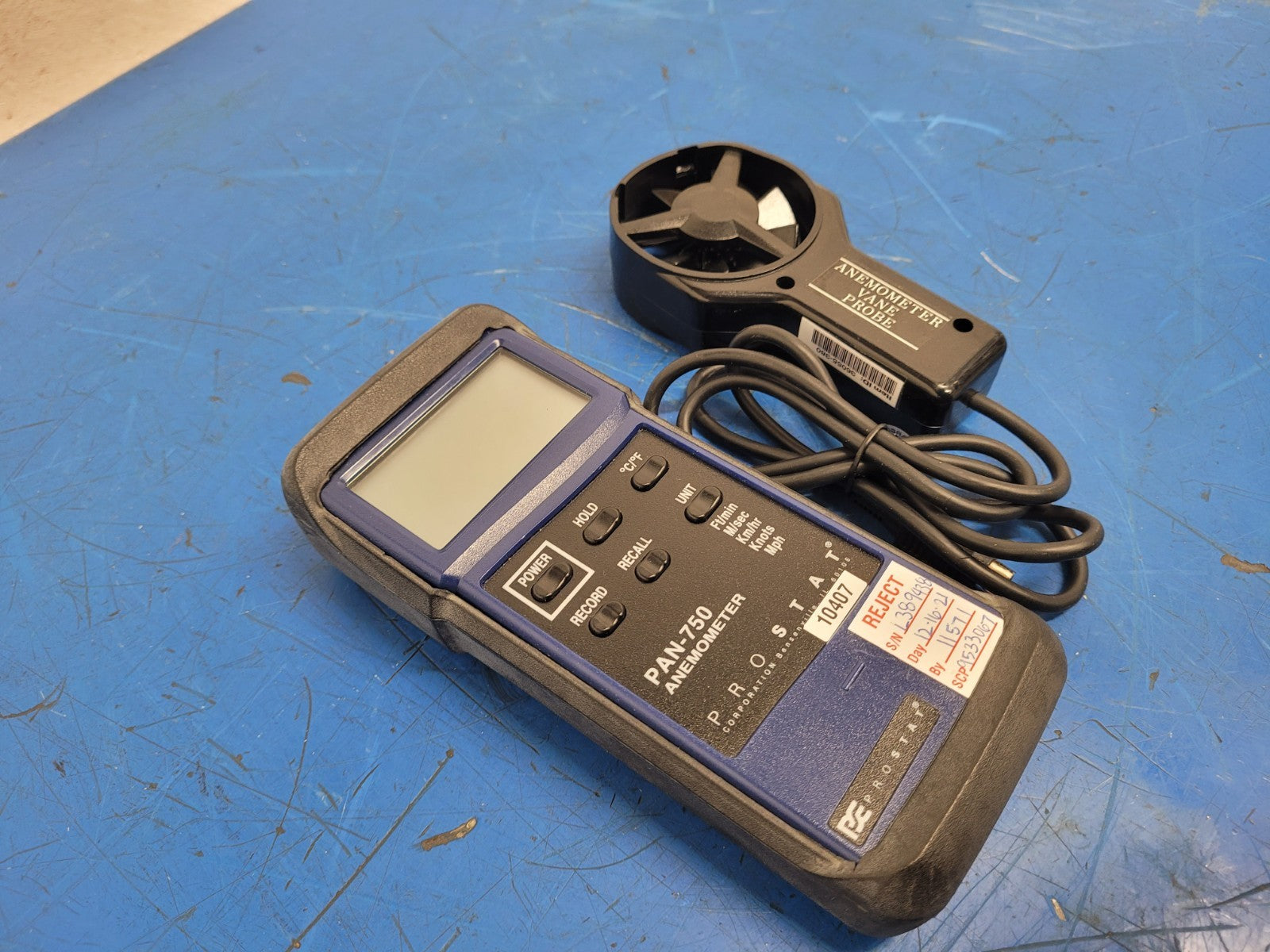 Prostat PAN-750 Vane Probe Anemometer Air Speed Handheld Device Bad Vane Probe