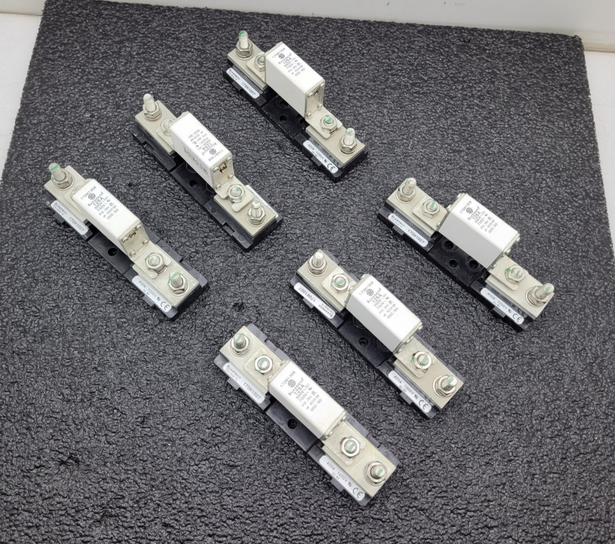 Lot of 6 Bussmann Buss 170M1368 125A 690V Fuse w/ 170H1007 Base 400A 1000V
