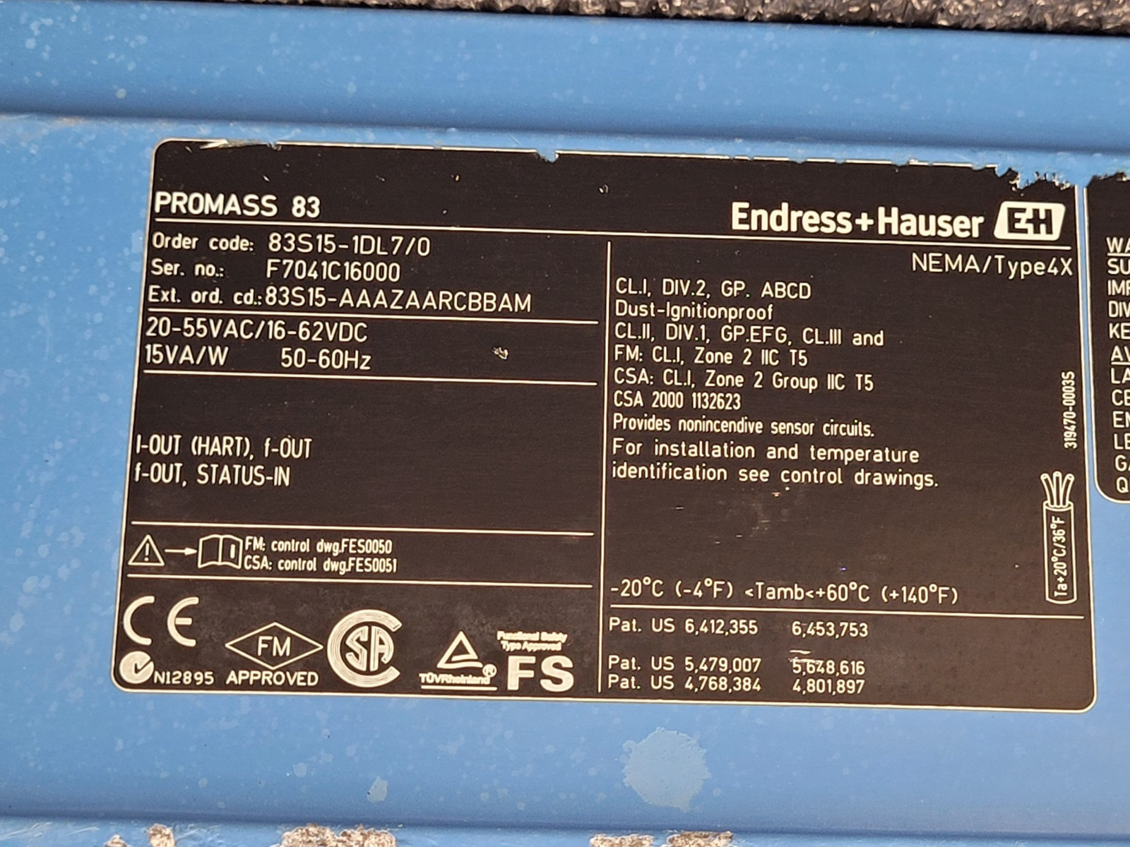 Endress+Hauser PROMASS S Mass Flowmeter 83S15-1DL7/0 Flow Controller +XMTR B [8]
