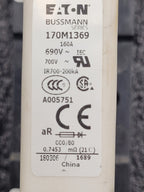 3x Bussmann 170M1369 High Speed Square Body Fuse + Holder 160A 690VAC 170H1007