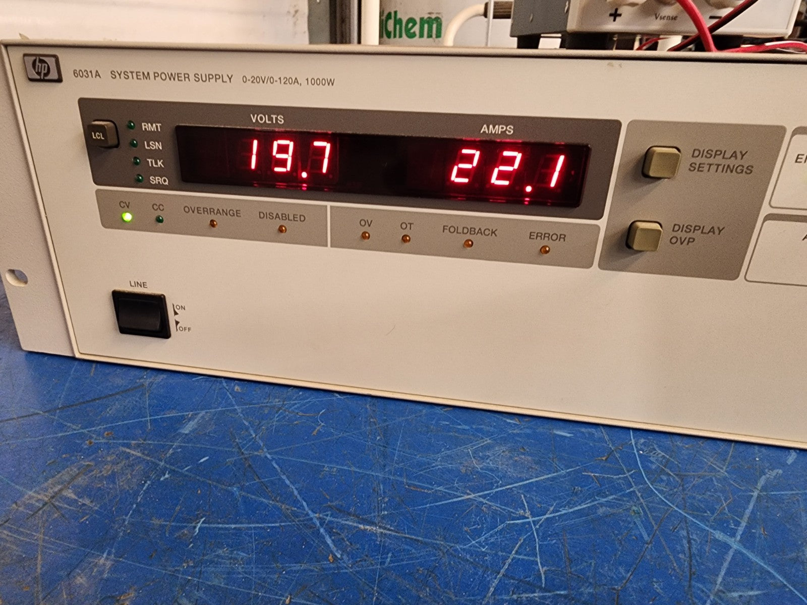 HP 6031A 0-20VDC 0-120A 1000W Power Supply Tested Working 220VAC Input