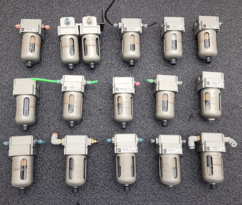 Lot of 16x  SMC Pneumatic Compressed Air Filter Assembly NAFM2000-N01-C
