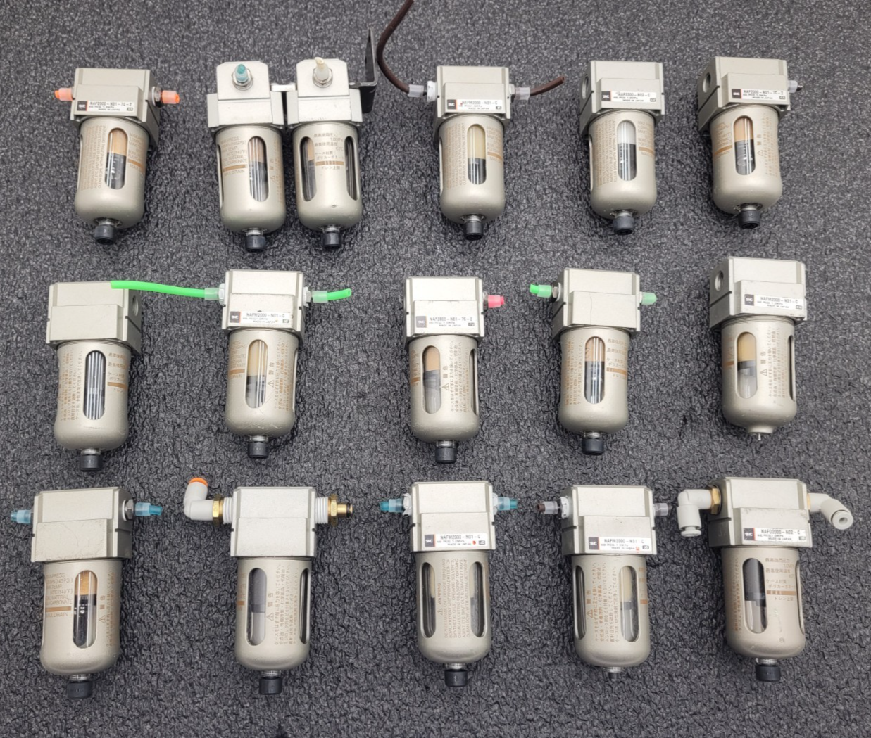 Lot of 16x  SMC Pneumatic Compressed Air Filter Assembly NAFM2000-N01-C