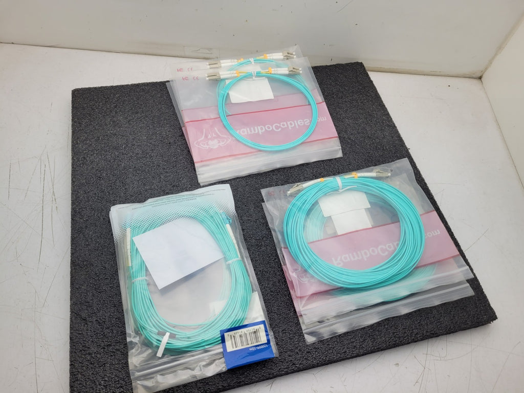 Lot of 9x OM4 LC LC DX 15M Fiber Optic Assy Patch Cable 50ft LC/LC MM DX