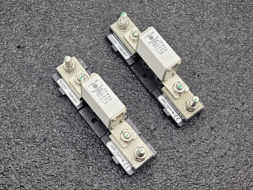 Lot of 6 Bussmann Buss 170M1368 125A 690V Fuse w/ 170H1007 Base 400A 1000V