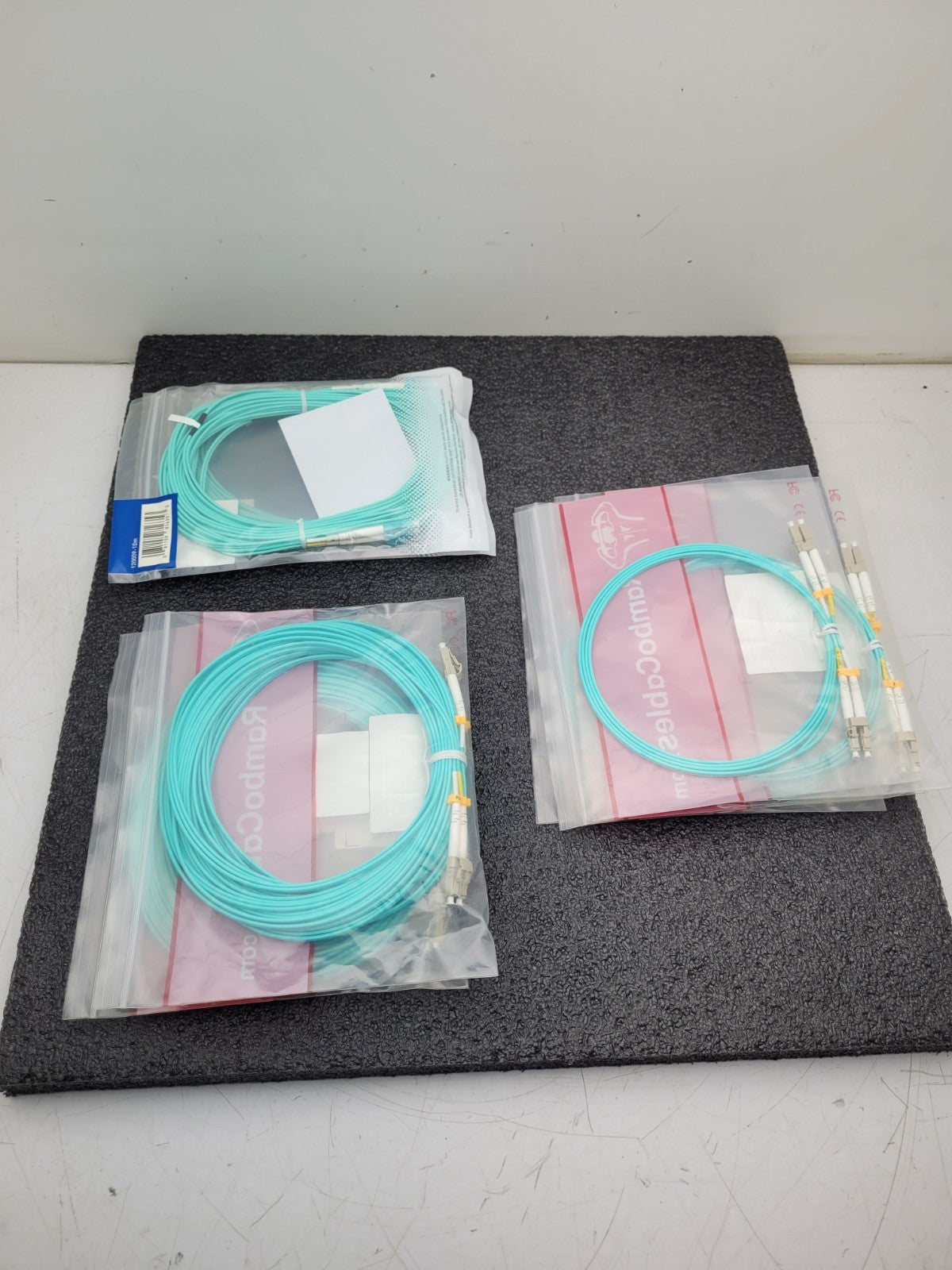 Lot of 9x OM4 LC LC DX 15M Fiber Optic Assy Patch Cable 50ft LC/LC MM DX