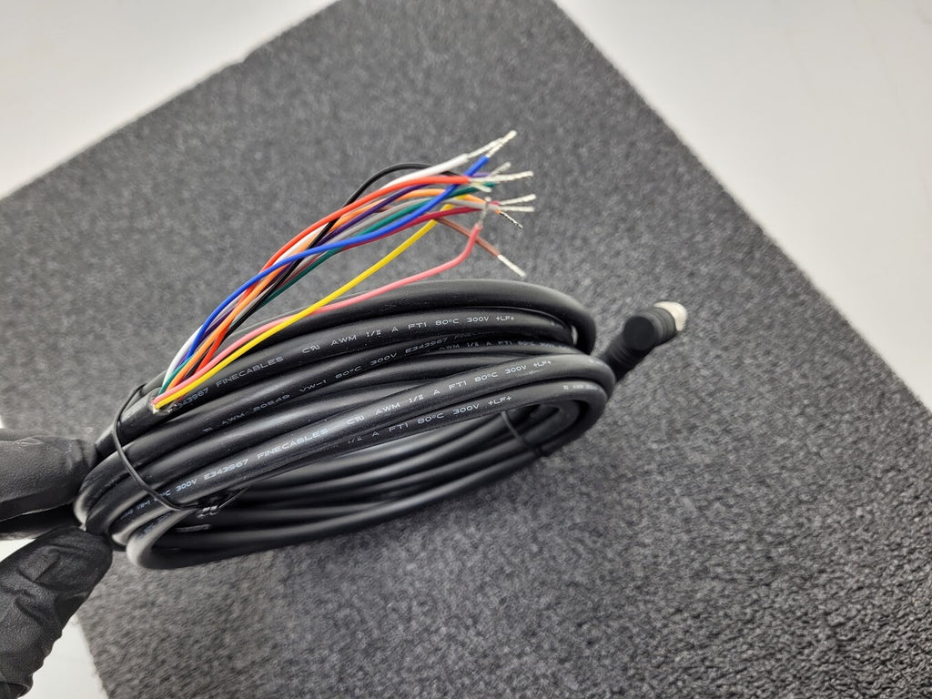 FINECABLES E343967 12Pin M12 Barrel Right Angle Male 12 Conductor New Pigtail 6M