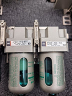 Lot of 3 SMC AR20-N02E-RZ, AR20-N02E-1Z Regulators 2x AFM20-N02-6CZ Air Filters
