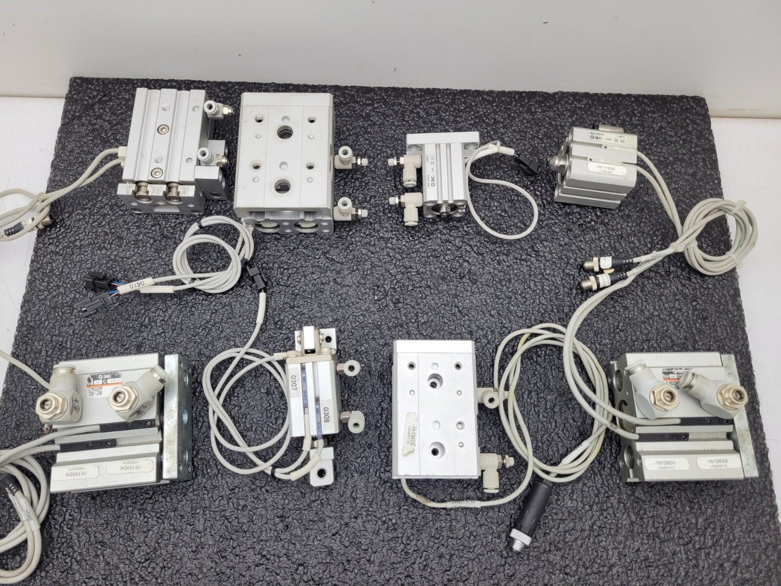 Lot of - 8 Assorted  SMC MXS 100PSI Linear Slide Guide Cylinder w/sensors