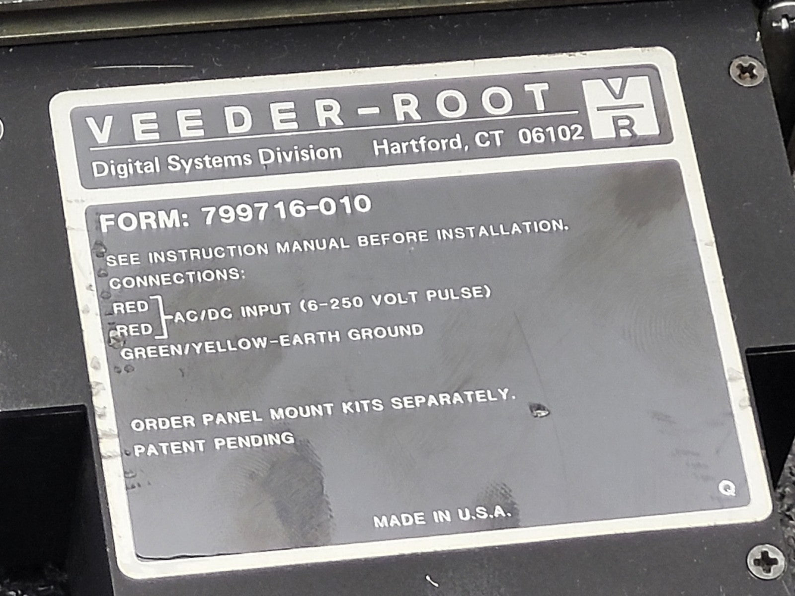 VEEDER ROOT Digital System Division 799716-010 LX Totalizer AC/DC Input 6-250V
