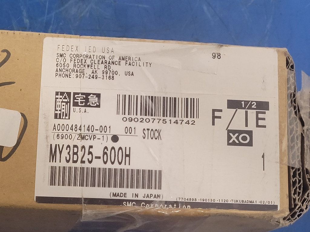 SMC MY3B25-600H Mechanically Jointed Rodless Air Cylinder 600mm Travel New