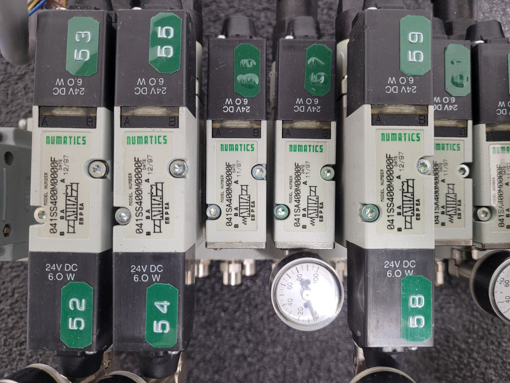 Numatics 8x Valve Solenoid 041SA400M0000F 6x Regulated Pneumatic Manifold N3