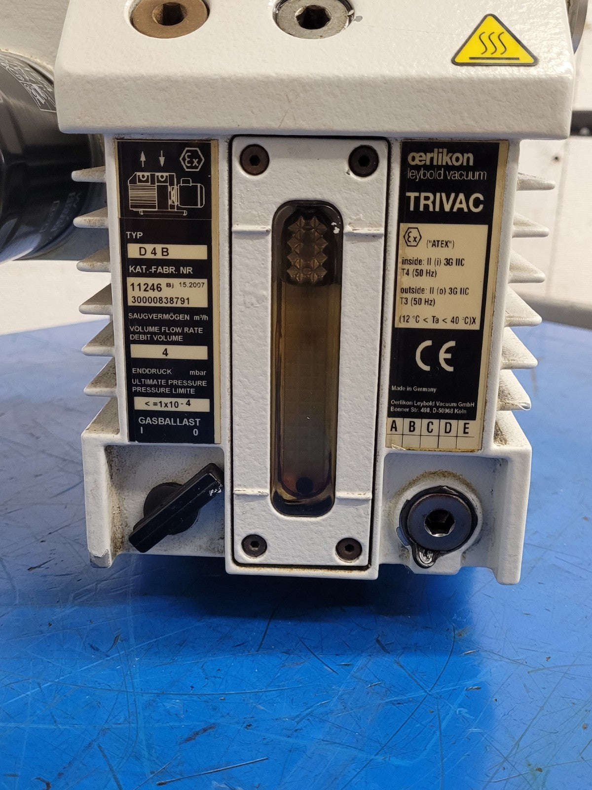 Leybold Trivac Rotary Vane Vacuum Pump D4B Load Tested Good 240/480VAC 1/3HP [B]