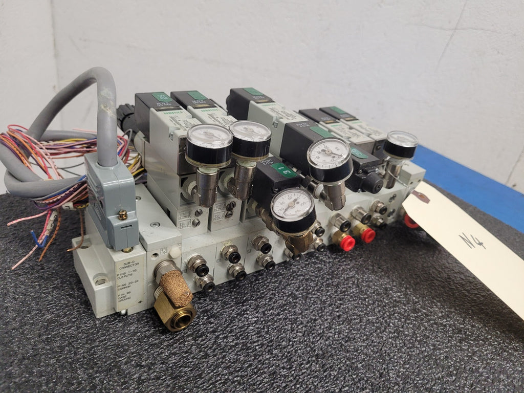 Numatics 8x Valve Solenoid 041SA400M0000F 5x Regulated Pneumatic Manifold N4