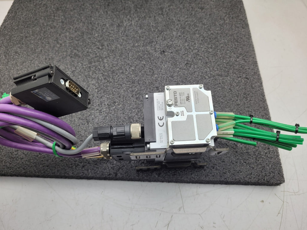 FESTO 8 Valve Pneumatic Solenoid Block CPV10-GE-DI01-8 165809 + CPV10-VI 18200