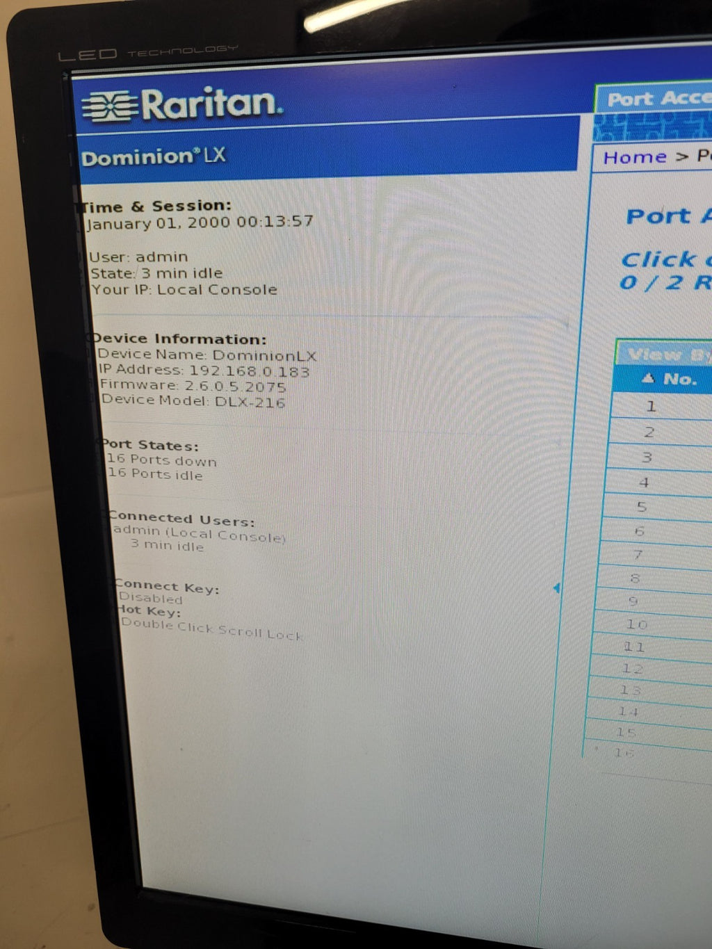 Raritan DLX-216V3-AH 16-port Dominion LX-216 Rackmount KVM Switch Tested Works C