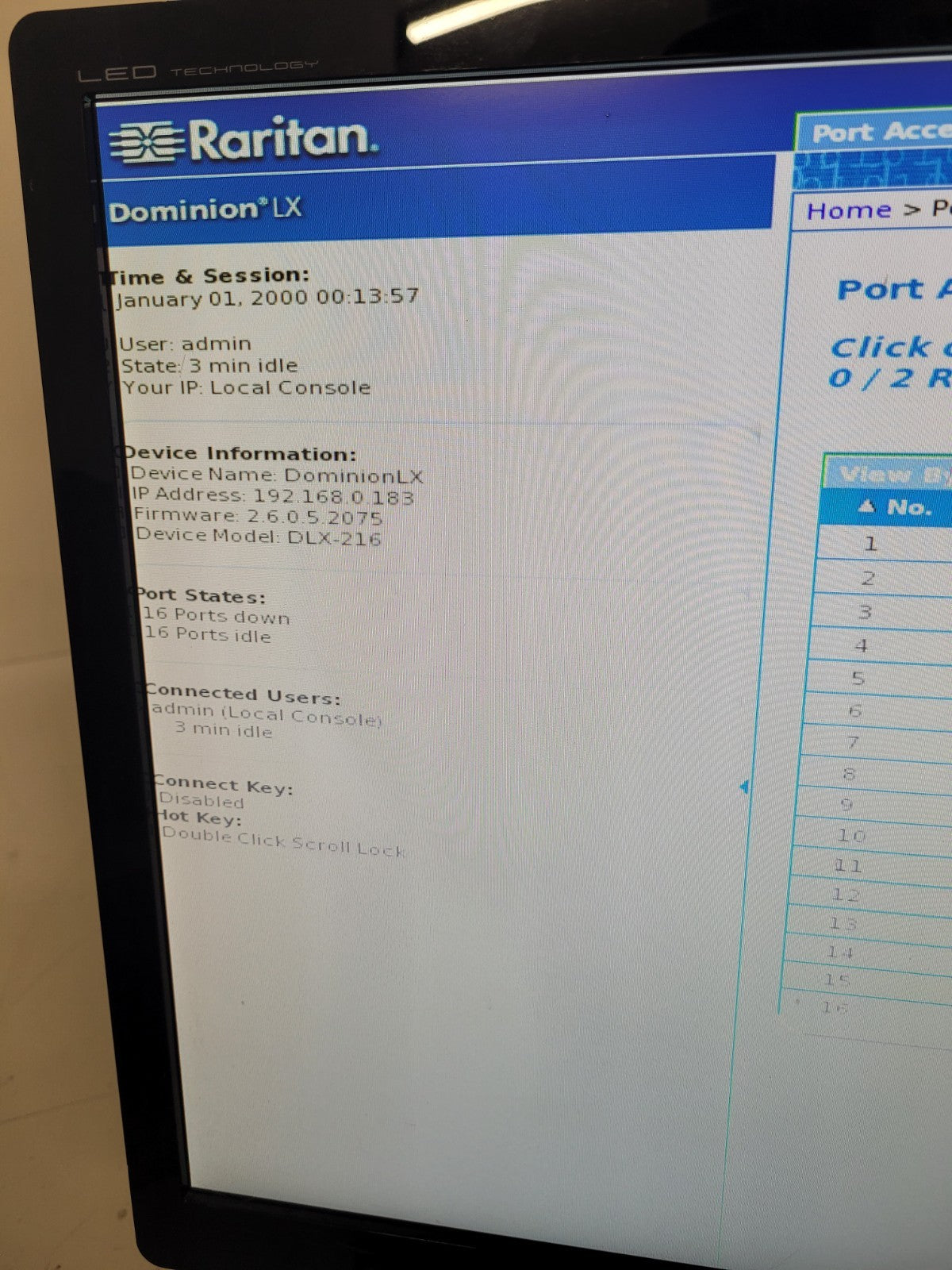 Raritan DLX-216V3-AH 16-port Dominion LX-216 Rackmount KVM Switch Tested Works C