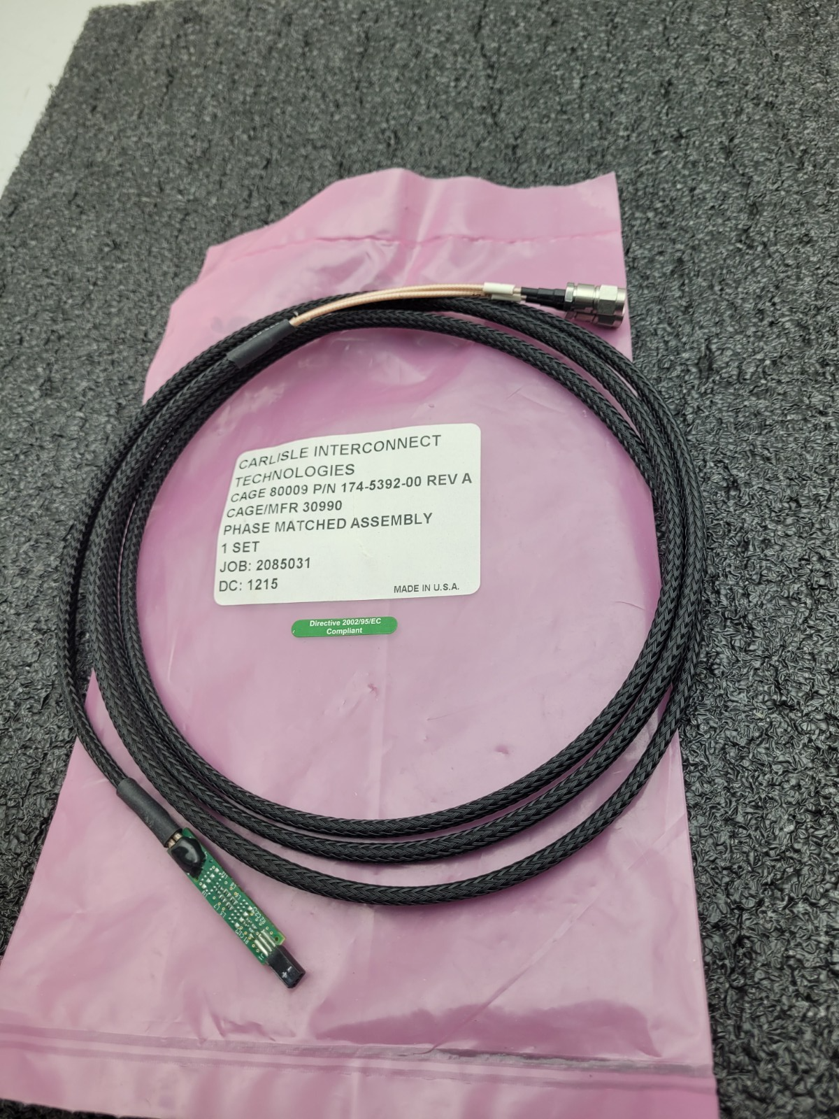CARLISLE INTERCONNECT TECHNOLOGIES 174-5392-00 REV A PHASE MATCHED ASSEMBLY