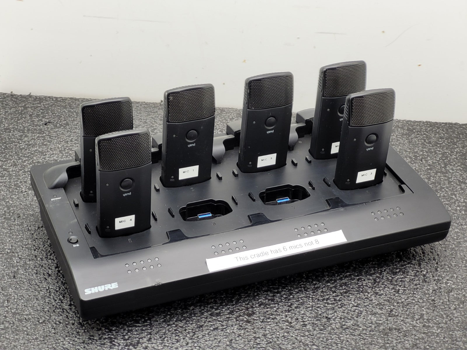 SHURE MXWNCS8 Charger Bank,  Wireless Transmitters MXW6/O Z10 Untested