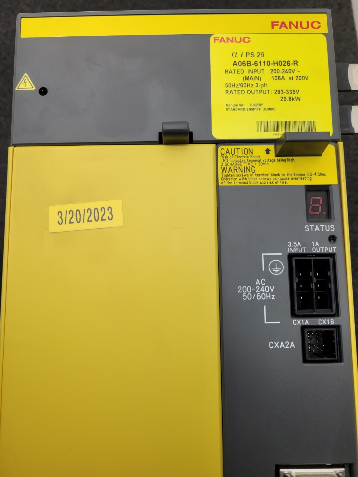 FANUC Power Supply Module YWP-C Interface Control Board A06B-6110-H026-R 29.8KW