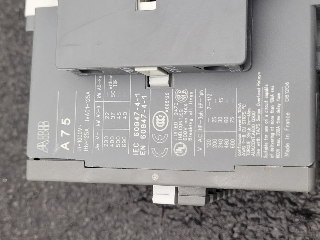 Lot of 2 A75-30 - ABB Contactor 3 Pole w/ a 110V-120V Coil