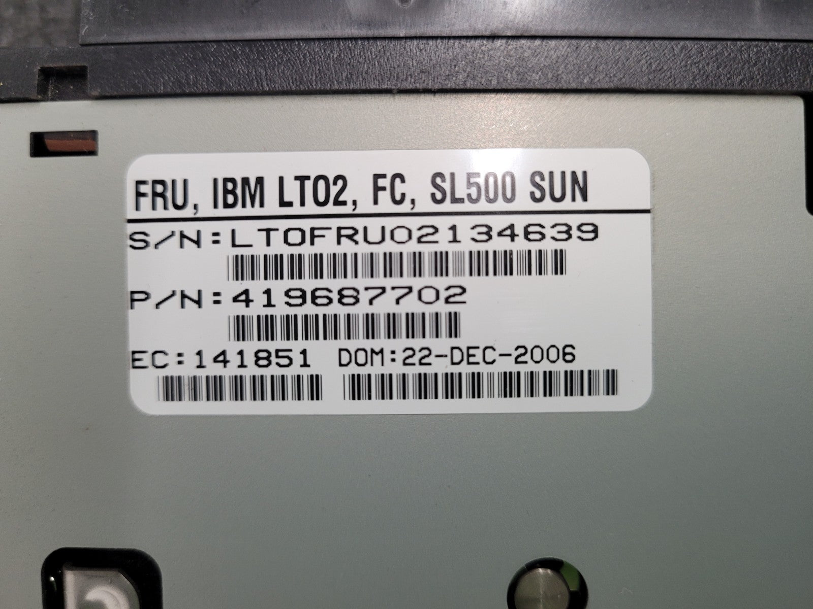 Sun StorageTek SL500 LTO2 IBM 2GB FC Tape Drive in Tray 419687702 LOT OF 2x