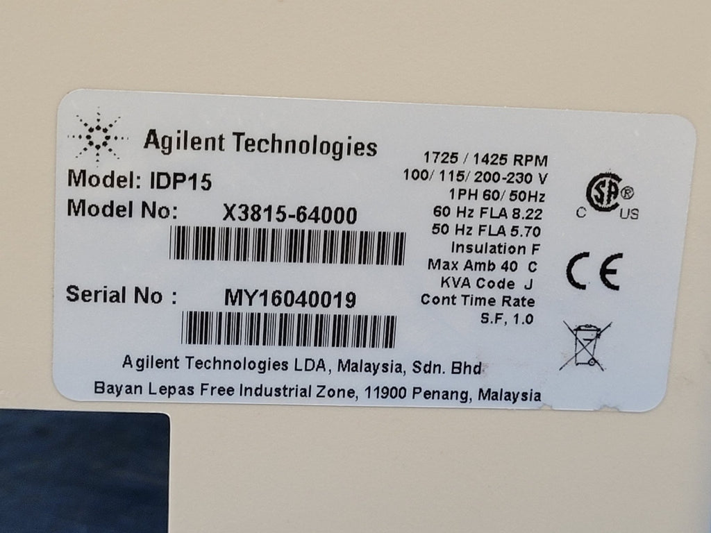 Agilent Technologies Dry Scroll Vacuum Pump IDP-15 X3815-64000 For Parts
