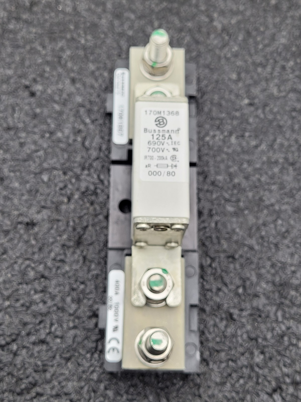 Lot of 6 Bussmann Buss 170M1368 125A 690V Fuse w/ 170H1007 Base 400A 1000V
