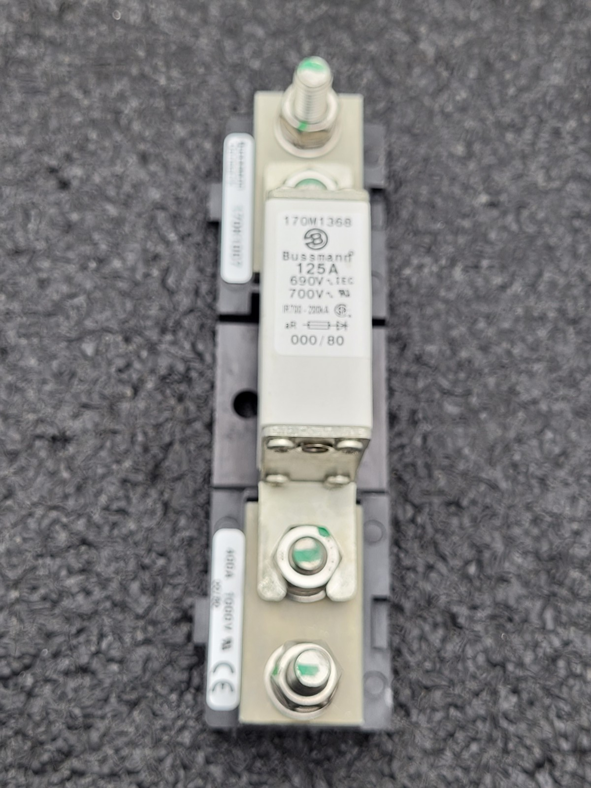 Lot of 6 Bussmann Buss 170M1368 125A 690V Fuse w/ 170H1007 Base 400A 1000V