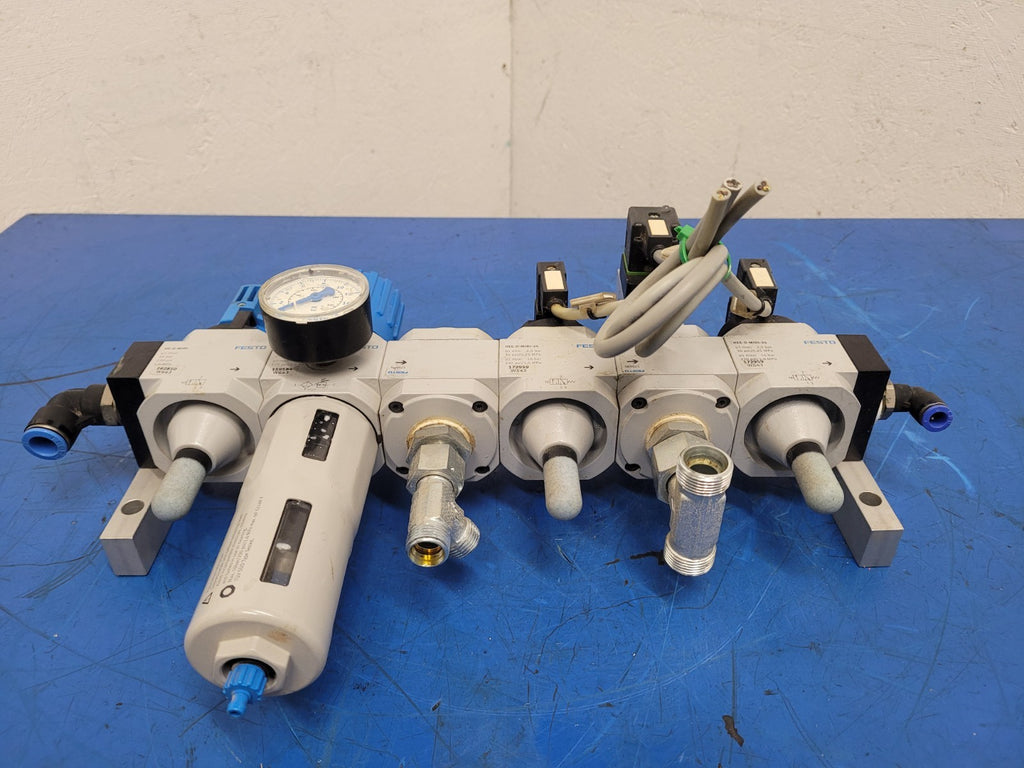 Festo LFR-D-MIDI Filter Regulator On/OFF Solenoid Pneumatic Air Manifold