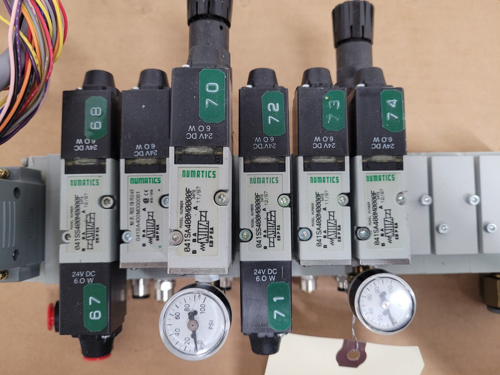Numatics Air Valve Manifold 6x Solenoid 041SA400M0000F 2x regulated 24VDC N1