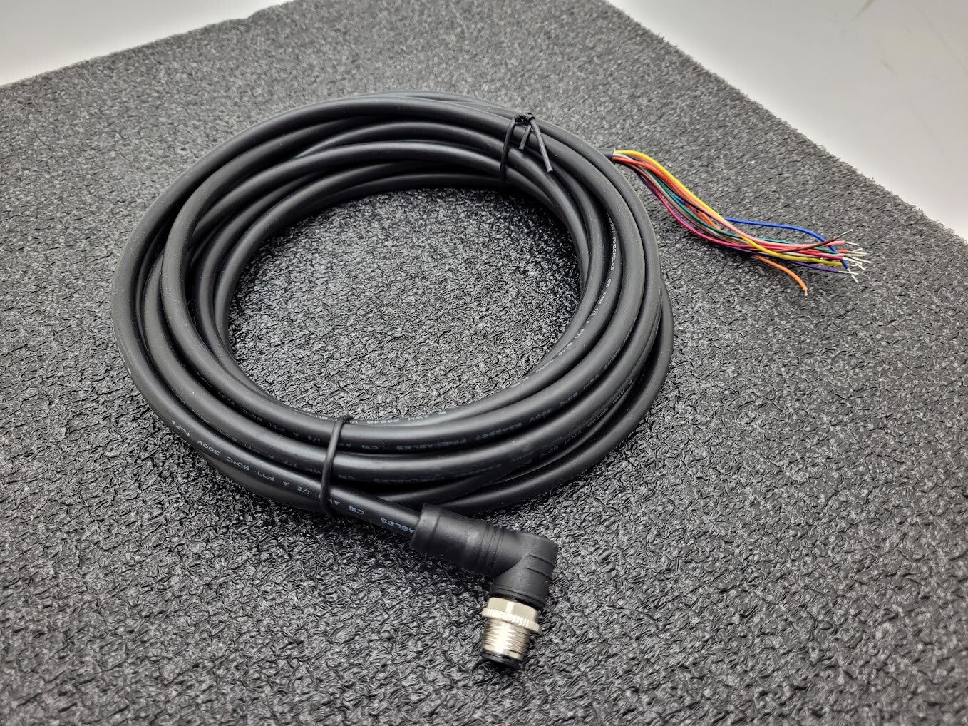 FINECABLES E343967 12Pin M12 Barrel Right Angle Male 12 Conductor New Pigtail 6M