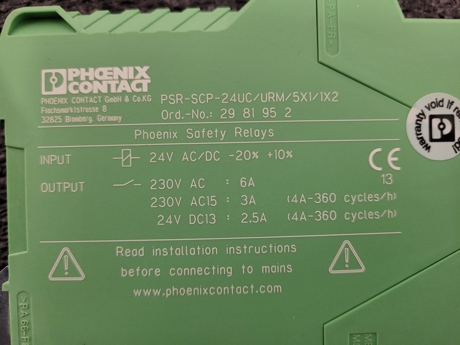 Phoenix Contact PSR-SCP-24UC/URM/5X1/1X2 2981952 Safety Relay Force Guided