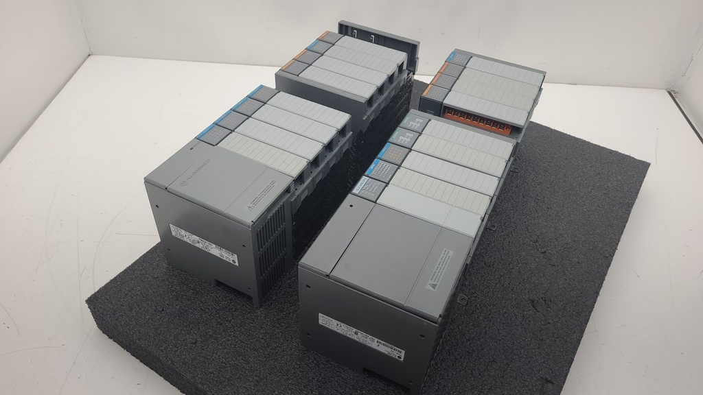 Allen Bradley SLC 500 PLC System Lot (2) 1746-A10 Chassis Racks & Modules