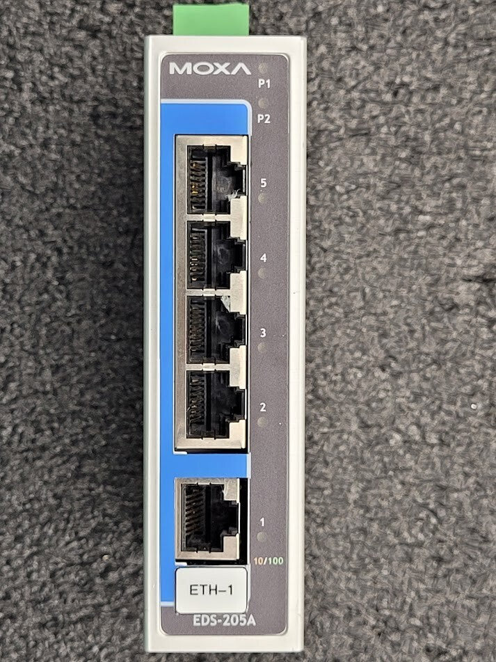 MOXA 5-port Industrial Ethernet Switch EDS-205A-T 12/24/48 VDC 18-30 VAC 0.29A
