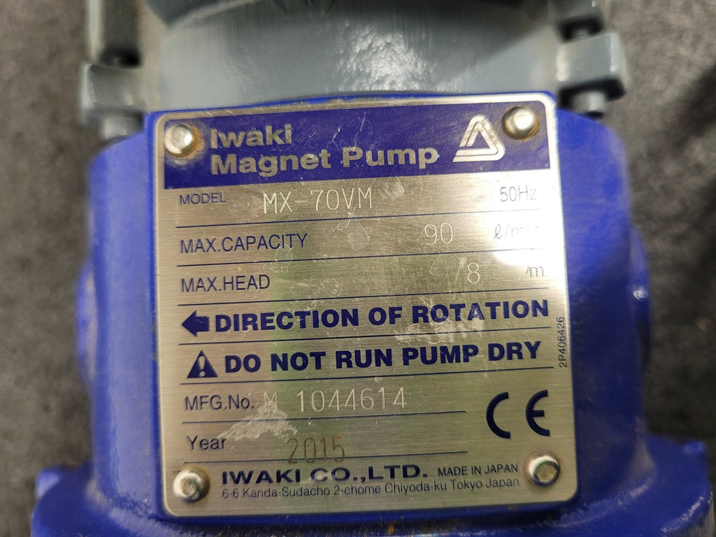 Iwaki Magnet Drive Pump MX-70VM 480VAC 90l/min Nice and Clean Inside
