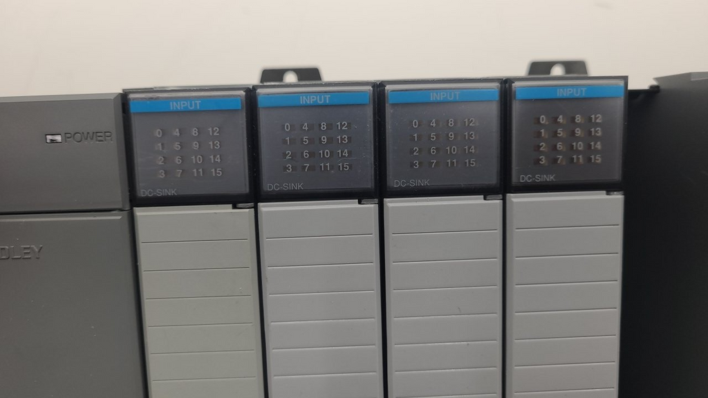 Allen Bradley SLC 500 PLC System Lot (2) 1746-A10 Chassis Racks & Modules